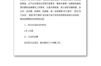 局黨組2020年度民主生活會暨巡察整改專題民主生活會工作方案范文