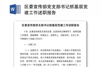 2021區(qū)委宣傳部黨支部書記抓基層黨建工作述職報告