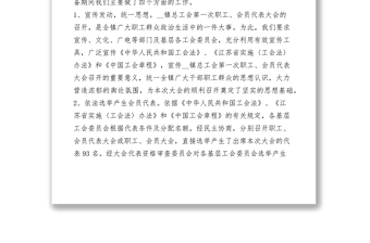 2021鄉(xiāng)鎮(zhèn)總工會職工會員代表大會籌備工作報告