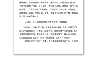 2021在基層黨組織書記抓基層黨建工作述職評議會(huì)上的點(diǎn)評講話