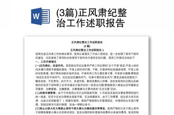 (3篇)正風(fēng)肅紀(jì)整治工作述職報(bào)告