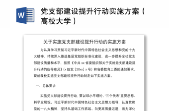2021黨支部建設(shè)提升行動(dòng)實(shí)施方案（高校大學(xué)）