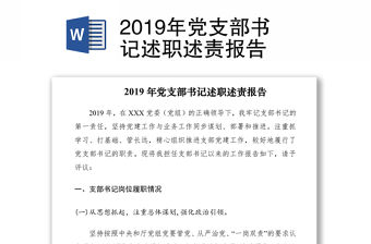2019年黨支部書記述職述責報告