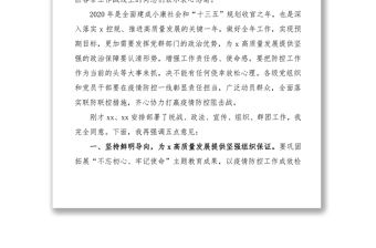 2021疫情防控期間統戰、政法、宣傳、組織、群團工作會議領導講話