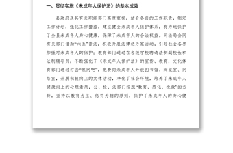 2021【計(jì)劃總結(jié)】《未成年人保護(hù)法》執(zhí)法檢查情況的報告