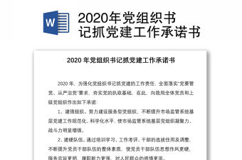 2020年黨組織書記抓黨建工作承諾書