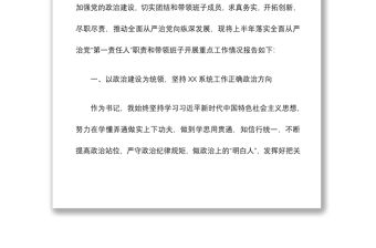 【原創】區委書記XX同志2021年上半年履行全面從嚴治黨第一責任工作情況報告