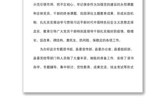 2021縣委書記主題教育成果專題讀書班動員講話