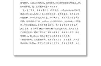 2021“XX省人民滿意的公務員”先進事跡――水利局、移民局局長