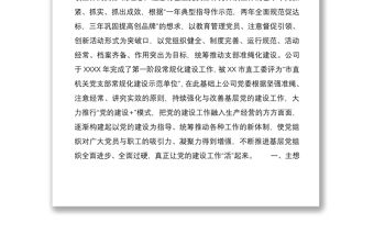 2021集團公司加強黨支部規范化建設匯報材料