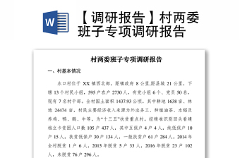 2021【調(diào)研報(bào)告】村兩委班子專項(xiàng)調(diào)研報(bào)告