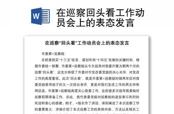 2021在巡察回頭看工作動員會上的表態(tài)發(fā)言