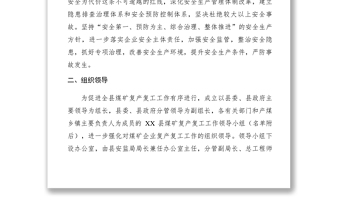 2021某縣煤礦XXXX年春節(jié)后復(fù)產(chǎn)復(fù)工方案