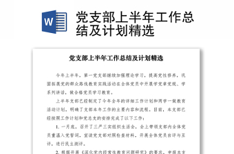 2021黨支部上半年工作總結(jié)及計(jì)劃精選