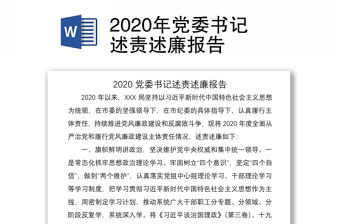 2020年黨委書記述責述廉報告