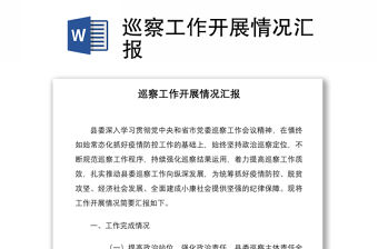 2021巡察工作開展情況匯報