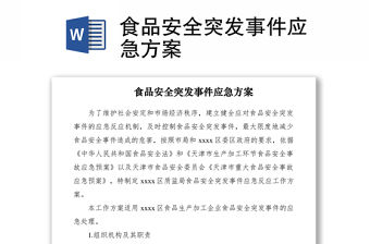 2021食品安全突發(fā)事件應(yīng)急方案
