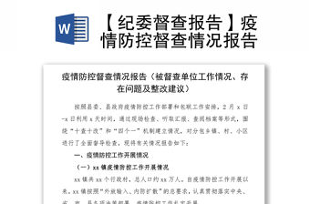 2021【紀委督查報告】疫情防控督查情況報告