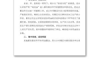 2021關于地溝油專項整治行動集中整治階段工作總結