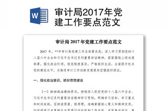 審計局2017年黨建工作要點范文