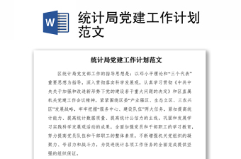2021統(tǒng)計(jì)局黨建工作計(jì)劃范文