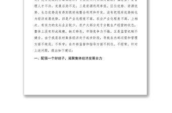 2021【調研報告】關于發(fā)展壯大農村集體經濟的建議