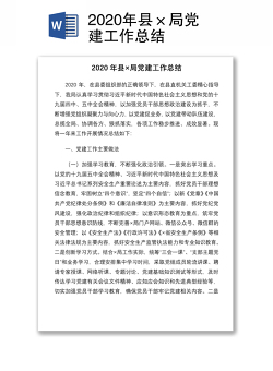 2020年县×局党建工作总结