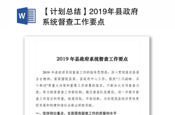 【計(jì)劃總結(jié)】2019年縣政府系統(tǒng)督查工作要點(diǎn)