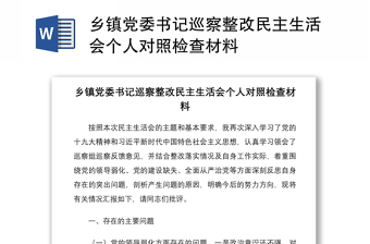紀(jì)委書(shū)記的巡察整改民主生活會(huì)材料2022年銀行