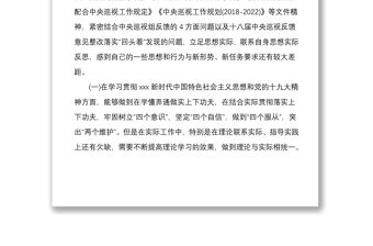 2020年某鄉(xiāng)村干部巡視整改專題生活會對照檢查材料