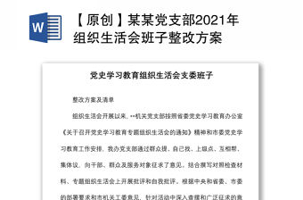 【原創(chuàng)】某某黨支部2021年組織生活會班子整改方案