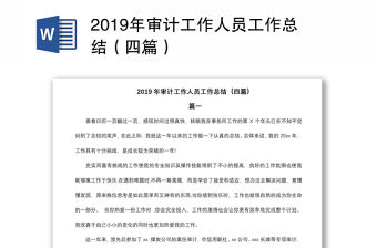 2019年審計工作人員工作總結（四篇）