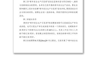 2021青年安全生產(chǎn)示范崗活動管理規(guī)定