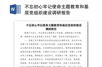 2021不忘初心牢記使命主題教育和基層黨組織建設(shè)調(diào)研報(bào)告