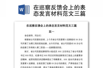 2021在巡察反饋會上的表態發言材料范文三篇