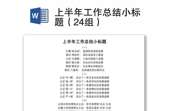 上半年工作總結(jié)小標(biāo)題（24組）