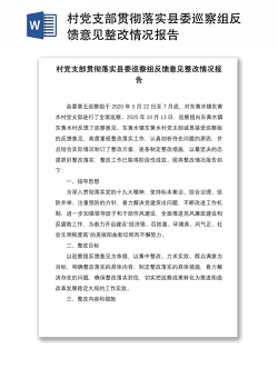 2021村党支部贯彻落实县委巡察组反馈意见整改情况报告