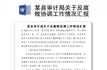 2021某縣審計局關于反腐敗協(xié)調工作情況匯報