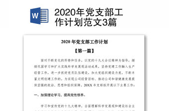 2020年黨支部工作計劃范文3篇