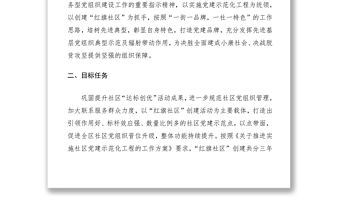 2021社區黨建示范化工作實施方案（“紅色工程”助推“紅旗社區”創建工作方案）
