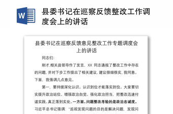 2021縣委書記在巡察反饋整改工作調度會上的講話