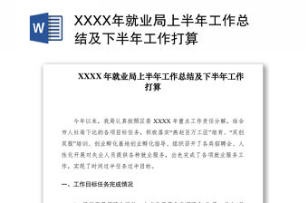 2021XXXX年就業局上半年工作總結及下半年工作打算