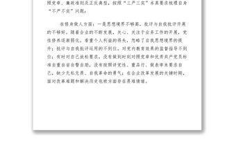 2021【計劃總結】國有企業領導干部三嚴三實專題民主生活會對照檢查材料