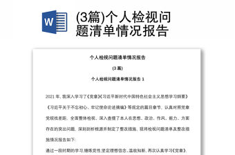 (3篇)個人檢視問題清單情況報告