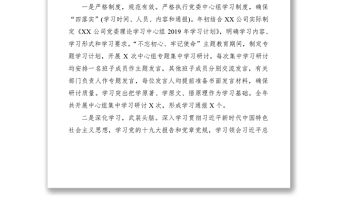 中心組2019年學習總結和2020年計劃