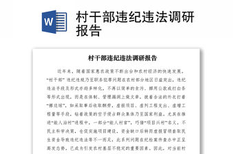 2021村干部違紀違法調研報告