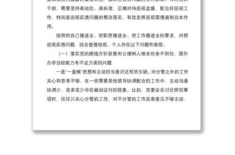 2021紀(jì)委書記巡視整改專題民主生活會個人發(fā)言提綱
