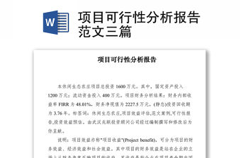 2021項目可行性分析報告范文三篇