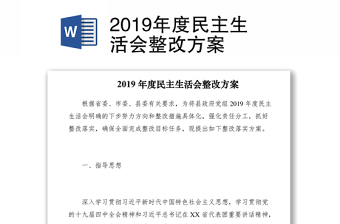 2019年度民主生活會整改方案