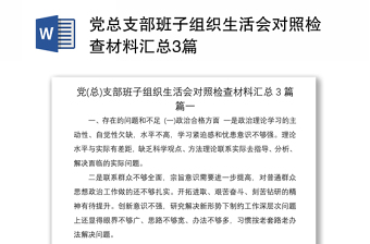 党总支班子对照检查材料2022党史